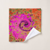 Rose Chaud Groovy Abstrait Rétro Tourbillon Liquid (Gant de toilette)