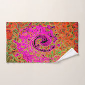 Rose Chaud Groovy Abstrait Rétro Tourbillon Liquid (Serviette à main)