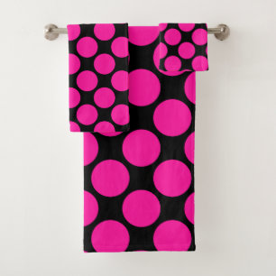 Rose chaud sur le Motif Polka noir