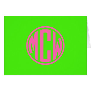 Rose Chaud Vert Citron Préparatifs Cercle Monogram