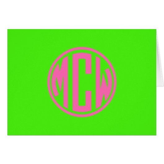 Rose Chaud Vert Citron Préparatifs Cercle Monogram (Devant Horizontal)