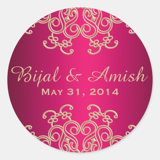 ROSE CHAUDE ET INDIEN OR INSPIRÉ MERCI ÉTIQUETTE (Devant)