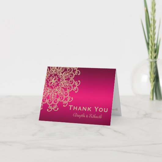 ROSE CHAUDE ET OR INDIEN STYLE MARIAGE MERCI (Devant)