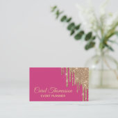 Rose chic avec le carte de visite d'or d'égoutture (Debout devant)