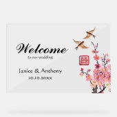 Rose chinoise fleurs oiseaux accueil mariage (Recto)