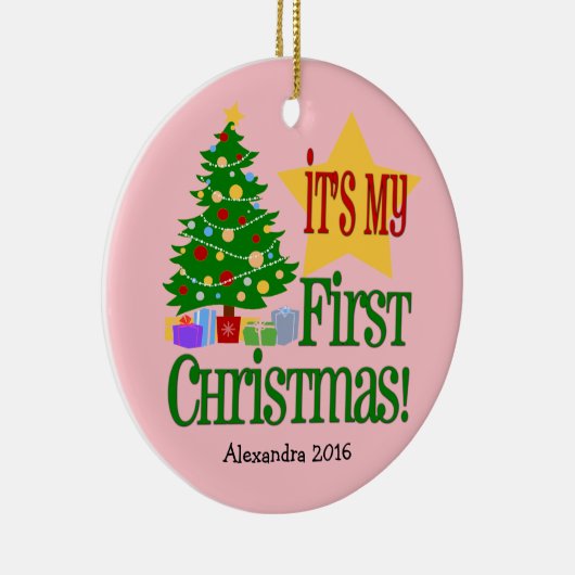 Rose clair avec arbre premier ornement de Noël pou (Droite)