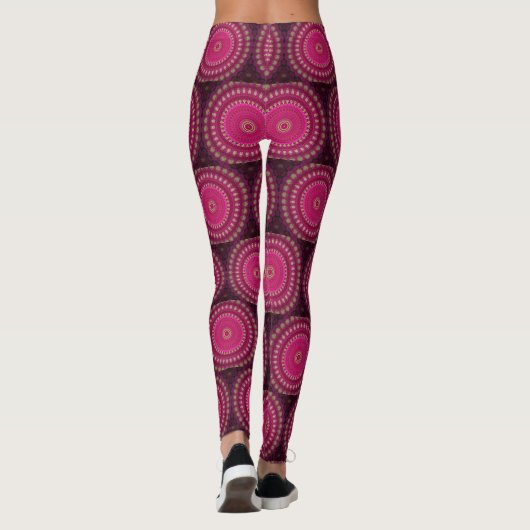 Rose clair avec Mandala Jaune Design Leggings (Dos)