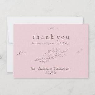 Rose Clair Merci Feuilles Dessinées à la Main Élég