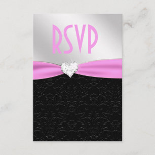 Rose clair Noir Floral Damas Diamond Heart RSVP