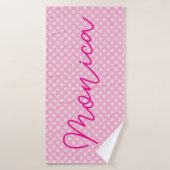Rose Clair Uni à pois (Serviette de bain)