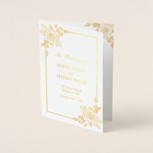 Rose classique Floral Real Gold Foil Programme de  (Devant)