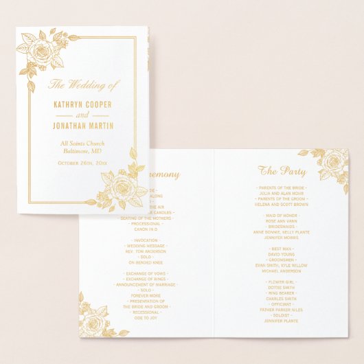 Rose classique Floral Real Gold Foil Programme de  (Affichage)