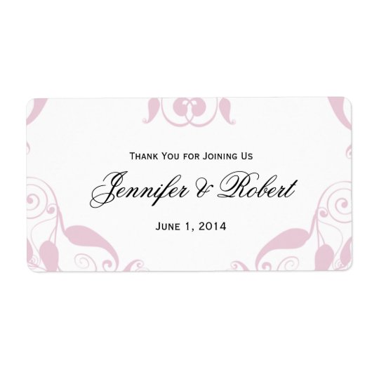 Rose Coeur Floral Mariage Étiquette de bouteille d (Devant)