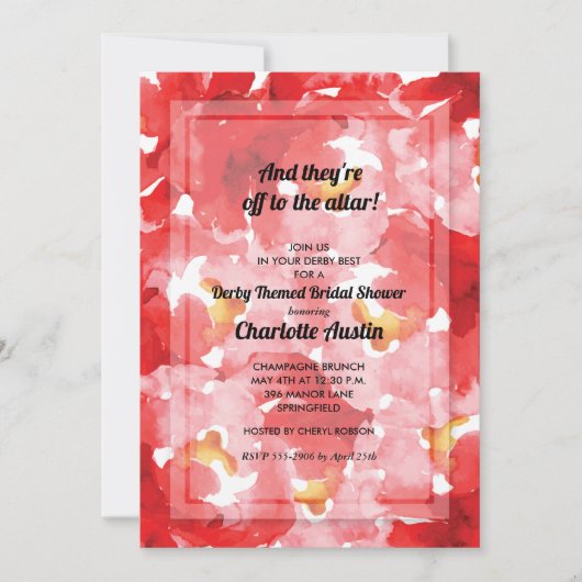 Rose Collage Derby Invitations de douche nuptiale (Devant)