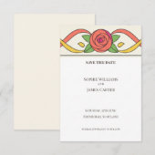 Rose colorée Art déco Save The Date (Devant / Derrière)