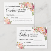 Rose Combien de bonbons jeu bilingue carte de douc (Devant / Derrière)