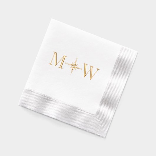 Rose Compas Couple Mariage 2 Monogramme initial (Gauche)