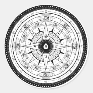 Rose Compass - Sticker (Blanc)