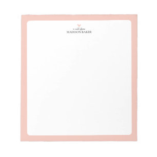 Rose Corail   Bloc-Notes Personnalisé Simple Cœur