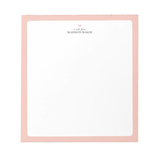 Rose Corail | Bloc-Notes Personnalisé Simple Cœur (Devant)