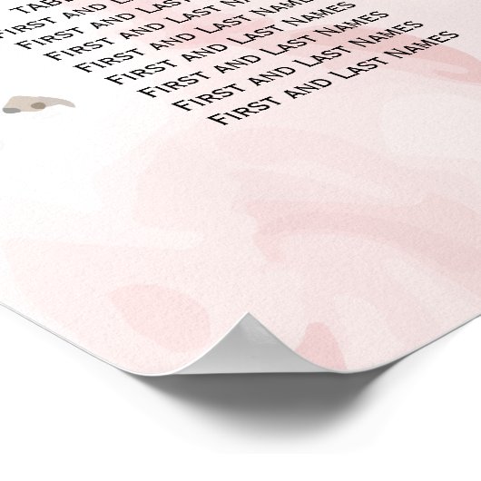 Rose corail Mariage en argent 14 Tableau de siège (Coin)