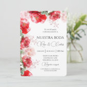 Rose couleur eau Faire-part de mariage espagnol (Debout devant)