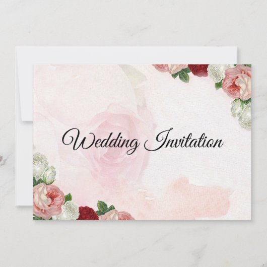 Rose coutume Mariage Invitation double face (Devant)
