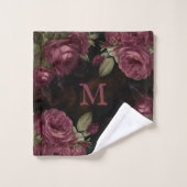 Rose crâne Monogramme noir Bourgogne foncé Grunge (Gant de toilette)