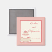 Rose/Creme Mariage Aimant de gâteau Favoriser (Recto/Verso)