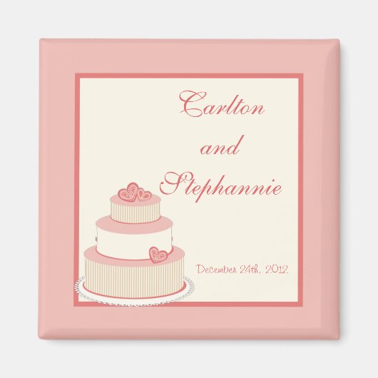 Rose/Creme Mariage Aimant de gâteau Favoriser (Devant)