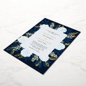 Rose crème Mariage Blue Foil Invitation (Rotation)