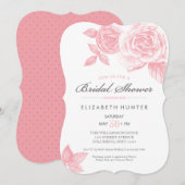 Rose Croquis Invitation d'une nuptiale en rose (Devant / Derrière)