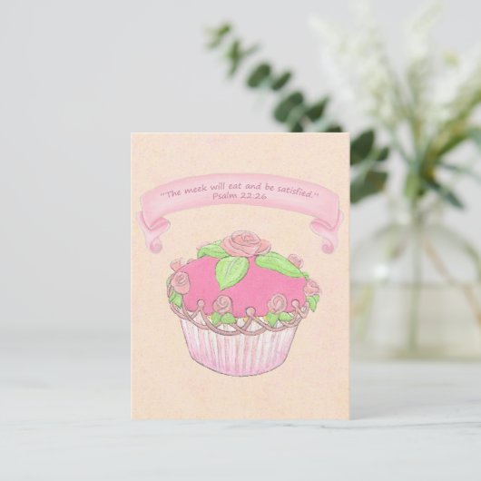 Rose Cupcake~Bonnes Écritures Cadeaux Carte postal (Debout devant)