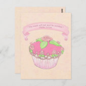 Rose Cupcake~Bonnes Écritures Cadeaux Carte postal (Devant / Derrière)