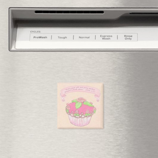 Rose CupCake Scripture Magnet (In Situ (Lave-vaisselle))