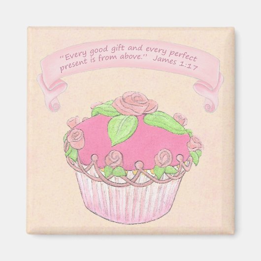 Rose CupCake Scripture Magnet (Devant)