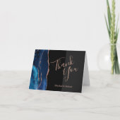 Rose d'Agate Bleu Or Mariage foncé Carte de remerc (Devant)