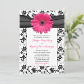 Rose Daisy Black White Floral Faire-part de mariag (Debout devant)