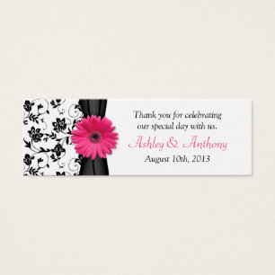 Rose Daisy Black White Floral Wedding Favor Tags