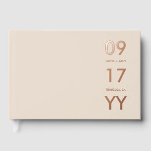 Rose d'amande Or Mariage moderne Date Typographie