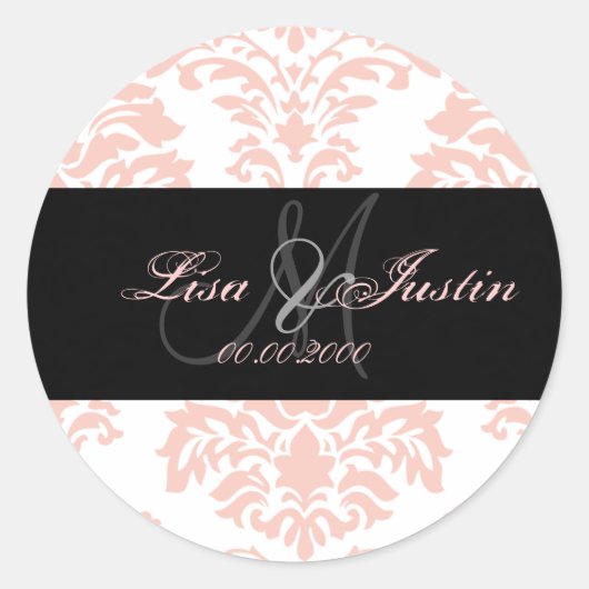 Rose Damas, autocollants monogramme (Devant)