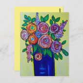 Rose dans la carte postale Vase (Devant / Derrière)