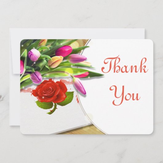Rose d'aquarelle et Carte de remerciements de tuli (Devant)
