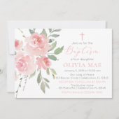 Rose d'aquarelle Garden Girl Baptism Invitation (Devant)