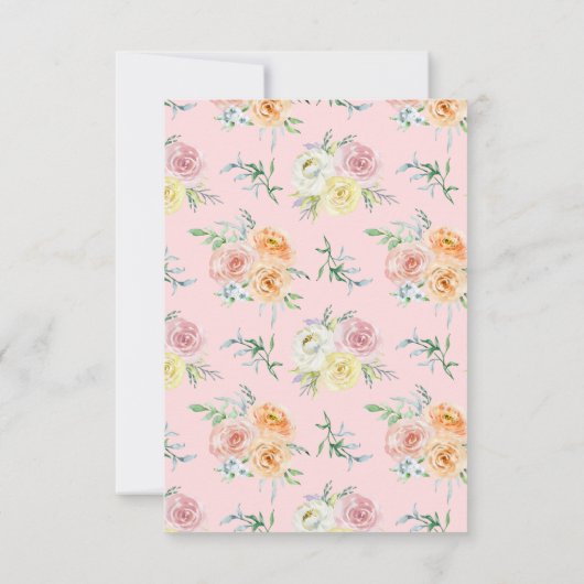 Rose d'aquarelle mariage RSVP (Dos)