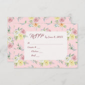 Rose d'aquarelle mariage RSVP (Devant / Derrière)