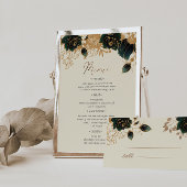 Rose D'Aquarelle Or Numéro De Table Et Menu Mariag