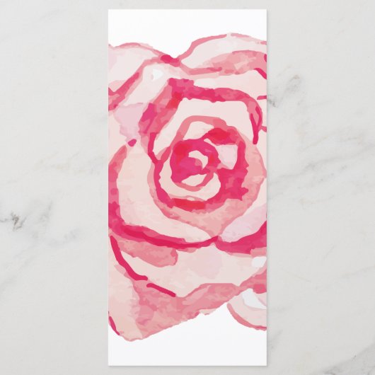Rose d'aquarelle rose | Menu Mariage (Dos)