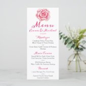 Rose d'aquarelle rose | Menu Mariage (Debout devant)
