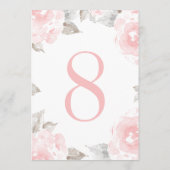 Rose d'aquarelle rose vintage Numéro de table (Dos)
